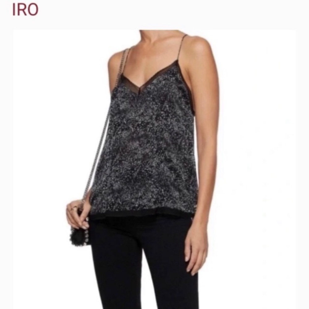 IRO Talloa camisole. New with tags. Black, white print. Size 6, 38, Medium.